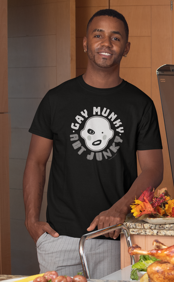 Unisex Organic Cotton T Shirt GAY MUNKY white Logo