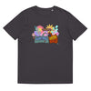 Anthracite dark brown Organic T shirt, cute cat design, romantic, words say JUST PURRRRRFECT.
