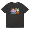 Heather grey Organic T shirt, cute cat design, romantic, words say JUST PURRRRRFECT. 