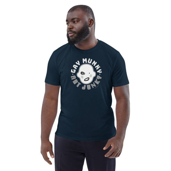 Unisex Organic Cotton T Shirt GAY MUNKY white Logo