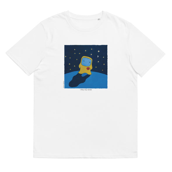Unisex Organic Cotton T Shirt.  I MISS YOUR SMILE.